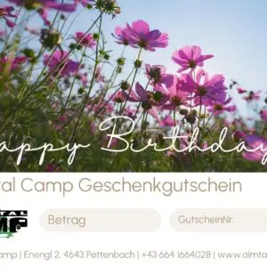Almtal Camp Gutschein "Happy Birthday"