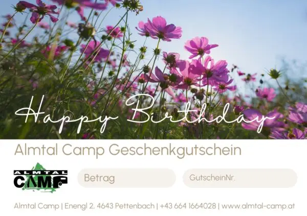 Almtal Camp Gutschein "Happy Birthday"